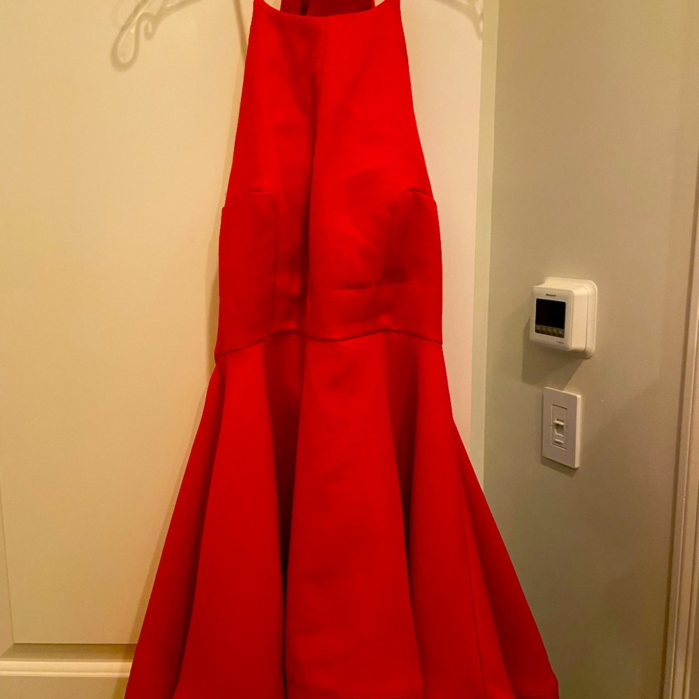 Red halter dress